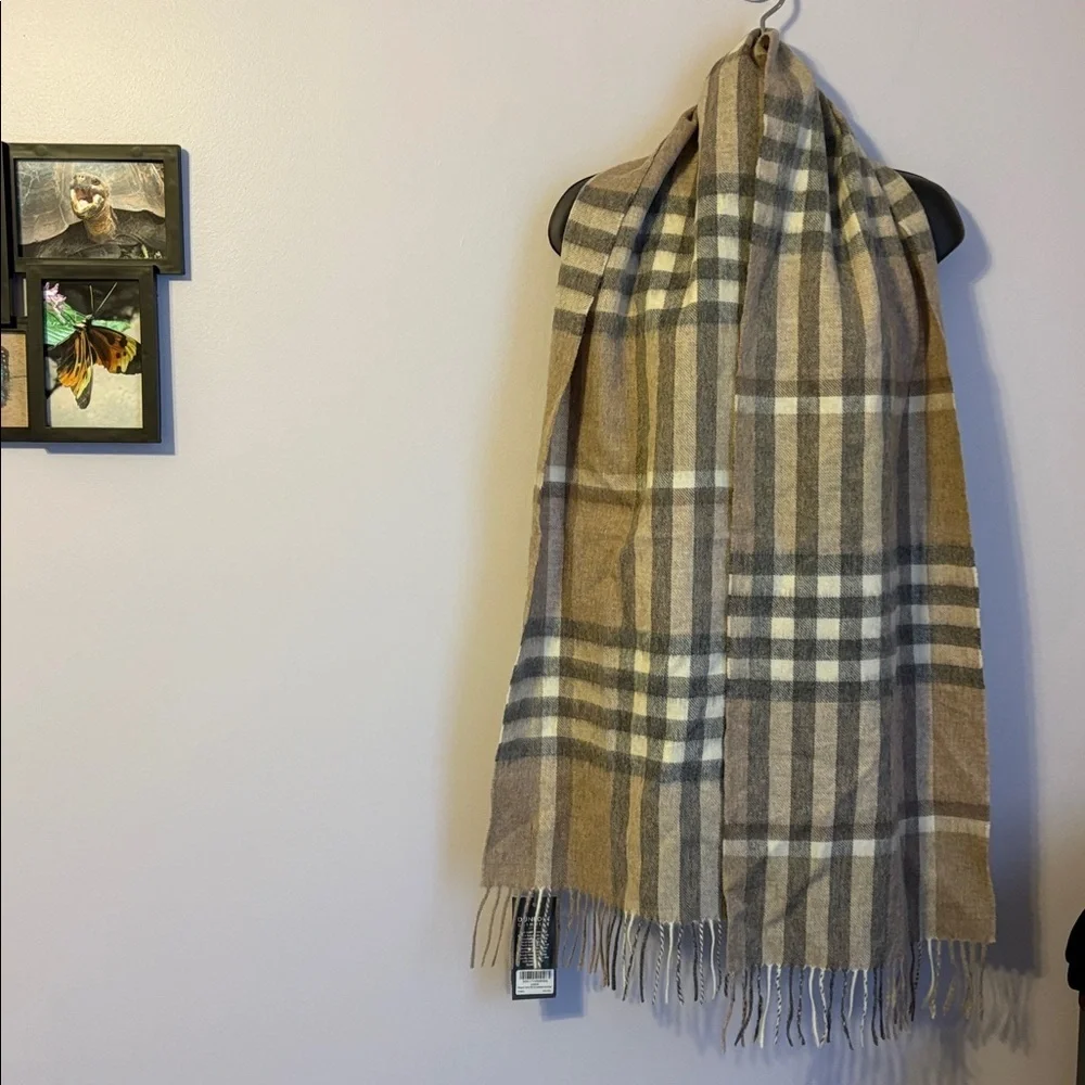 The Royal Mile Scarf Bar Neutral Plaid Lambswool Cashmere Blend Scarf Scotland